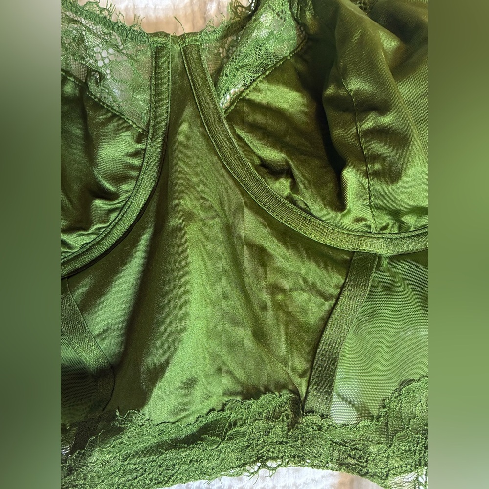 Auden Green Lace Mesh Longline Bra XL Sheer Lingerie Top Fairycore Coquette - Picture 3 of 7